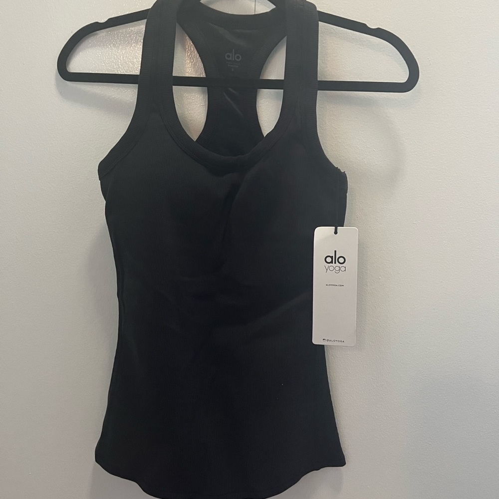 Alo Yoga black rib support tank. New with tags. Size S.